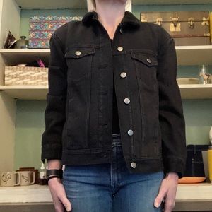 New Old Navy Vintage Look Boyfriend Sherpa Lined Denim Jacket Super Warm